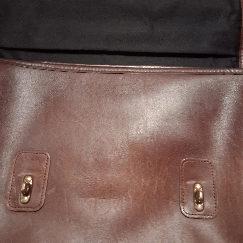 J.W. Hulme Co. Leather Shoulder,  Satchel, Messenger Bag, Cognac With Straps